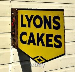 Vintage Lyons Cakes Enamel Double Sided Advertising Sign