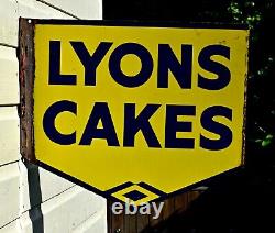 Vintage Lyons Cakes Enamel Double Sided Advertising Sign