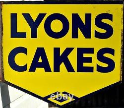Vintage Lyons Cakes Enamel Double Sided Advertising Sign