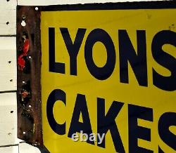 Vintage Lyons Cakes Enamel Double Sided Advertising Sign