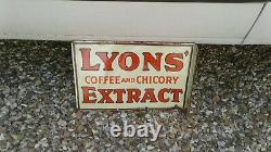 Vintage Lyons Cofee Extract Enamel Sign (original)18 X 12 Inch/double Sided