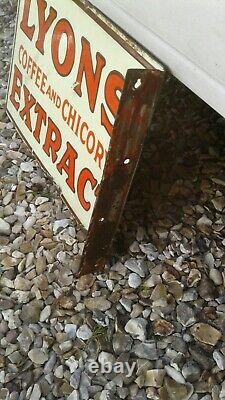 Vintage Lyons Cofee Extract Enamel Sign (original)18 X 12 Inch/double Sided
