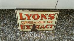 Vintage Lyons Cofee Extract Enamel Sign (original)18 X 12 Inch/double Sided