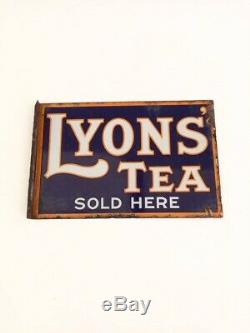 Vintage Lyons Tea Double Sided Enamel Advertising Sign