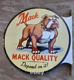 Vintage Mack Truck Double-sided Flange Porcelain Gas Sign 17 X 17