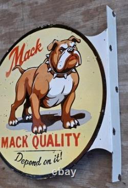 Vintage Mack Truck Double-sided Flange Porcelain Gas Sign 17 X 17