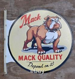 Vintage Mack Truck Double-sided Flange Porcelain Gas Sign 17 X 17