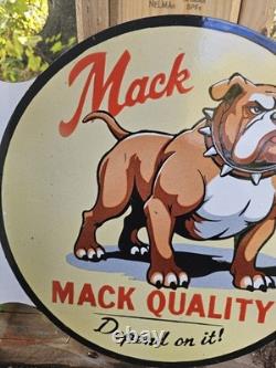 Vintage Mack Truck Double-sided Flange Porcelain Gas Sign 17 X 17