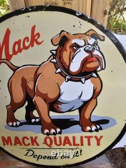 Vintage Mack Truck Double-sided Flange Porcelain Gas Sign 17 X 17