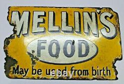 Vintage Mellin's Food Porcelain Enamel Sign Board Double Sided Flange Advertis