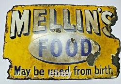 Vintage Mellin's Food Porcelain Enamel Sign Board Double Sided Flange Advertis