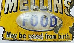 Vintage Mellin's Food Porcelain Enamel Sign Board Double Sided Flange Advertis