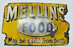 Vintage Mellin's Food Porcelain Enamel Sign Board Double Sided Flange Advertis