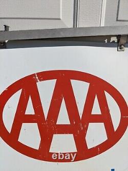 Vintage Metal AAA Roadside Double-sided Flange Sign with original bracket