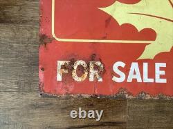 Vintage Metal Advertising Sign PURE MAPLE SYRUP FOR SALE HERE Double Sided