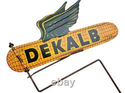 Vintage Metal Dekalb Flying Ear Spinner Wind Vane Farm Seed Sign Double Sided