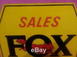 Vintage Metal Double Sided Sign Fox River Harvester Tractor Co Sales Service