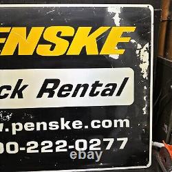 Vintage Metal Penske Truck Rental Sign Double Sided 40 In X 30 In Advertising