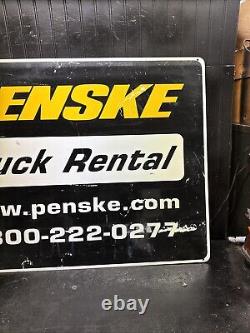 Vintage Metal Penske Truck Rental Sign Double Sided 40 In X 30 In Advertising