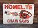 Vintage Metal Sign Homelite Chain Saw Sales & Service Double Sided Chainsaw
