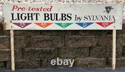 Vintage Metal Sylvania Light Bulbs Sign Double Sided Advertising Store Display