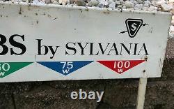 Vintage Metal Sylvania Light Bulbs Sign Double Sided Advertising Store Display