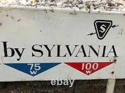 Vintage Metal Sylvania Light Bulbs Sign Double Sided Advertising Store Display