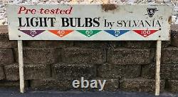 Vintage Metal Sylvania Light Bulbs Sign Double Sided Advertising Store Display