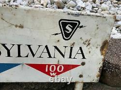 Vintage Metal Sylvania Light Bulbs Sign Double Sided Advertising Store Display