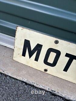 Vintage Metal Tin Sign Garage Motor Tune Up Double Sided Original 36x6 Rare