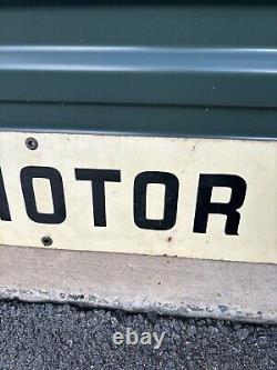 Vintage Metal Tin Sign Garage Motor Tune Up Double Sided Original 36x6 Rare