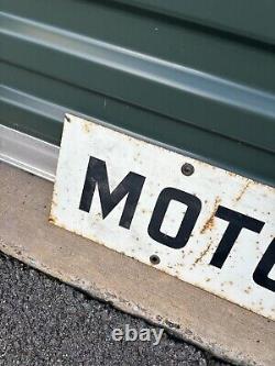 Vintage Metal Tin Sign Garage Motor Tune Up Double Sided Original 36x6 Rare