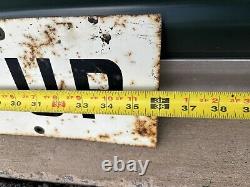 Vintage Metal Tin Sign Garage Motor Tune Up Double Sided Original 36x6 Rare