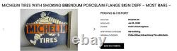 Vintage Michelin Tires Bibendum Man Cigar 22.5 Metal Gasoline & Oil Flange Sign