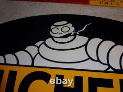 Vintage Michelin Tires Bibendum Man Cigar 22.5 Metal Gasoline & Oil Flange Sign
