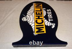 Vintage Michelin Tires Bibendum Man Cigar 22.5 Metal Gasoline & Oil Flange Sign