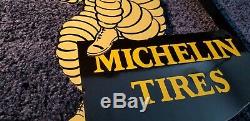 Vintage Michelin Tires Porcelain Gas Double Sided Service Station Flange Sign