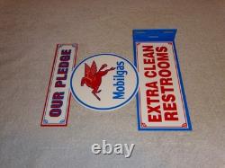 Vintage Mobil Mobilgas Clean Restrooms Pegasus 12 X10 Gasoline Oil Flange Sign