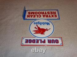 Vintage Mobil Mobilgas Clean Restrooms Pegasus 12 X10 Gasoline Oil Flange Sign
