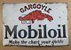 Vintage Mobiloil Gargoyle Double Sided 24 X 18 Porcelain Gas Station Sign