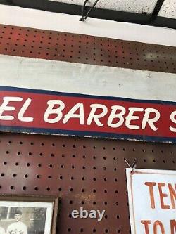 Vintage Model Barber Shop Sign 42x8 wood Double Sided From Ypsilanti Mi