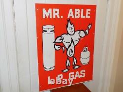 Vintage Mr. Able L P Gas Double Sided Metal Sign