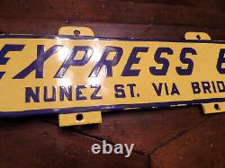 Vintage NEW ORLEANS EXPRESS 61 BUS or Trolley Car Porcellain Sign Double Sided