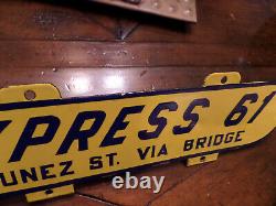 Vintage NEW ORLEANS EXPRESS 61 BUS or Trolley Car Porcellain Sign Double Sided