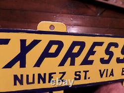 Vintage NEW ORLEANS EXPRESS 61 BUS or Trolley Car Porcellain Sign Double Sided
