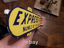Vintage NEW ORLEANS EXPRESS 61 BUS or Trolley Car Porcellain Sign Double Sided