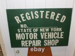Vintage NY Motor Vehicle Repair Shop Green Double Sided Sign