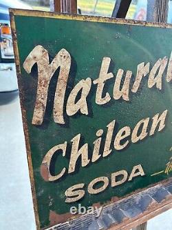 Vintage Natural Chilean Soda FARM AG SEED Double Sided Metal Flange Sign