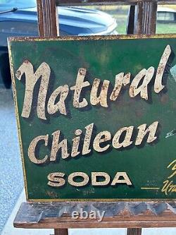 Vintage Natural Chilean Soda FARM AG SEED Double Sided Metal Flange Sign