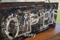 Vintage Neon Open Sign Metal can for Parts Repair double sided Bar Shop Cafe